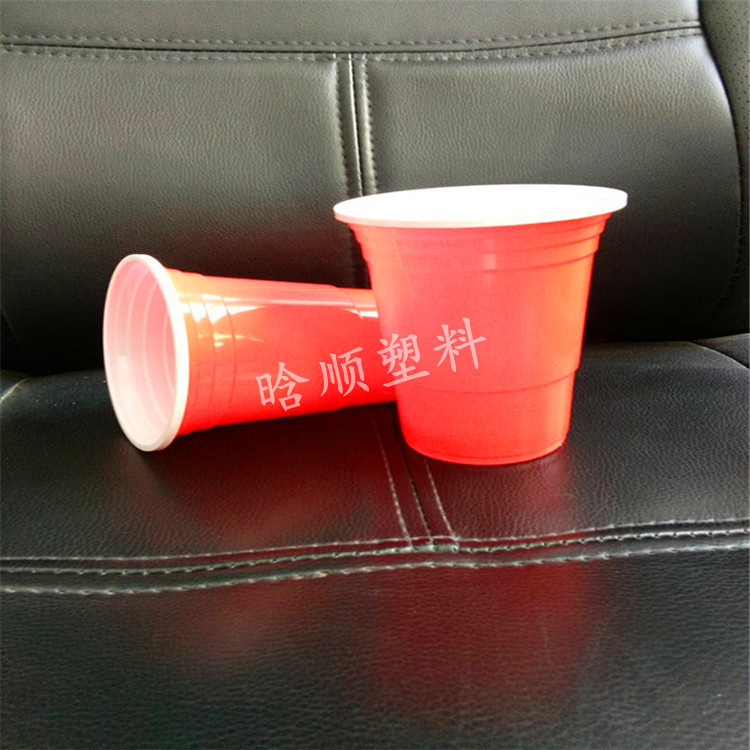 450ml一次性pp双色杯 红白双色ps杯