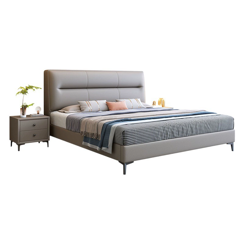 Кожаная кровать Двуспальная кровать Мягкая кровать Кошачья лапа Кожа Современная простая 1,8 м Легкая роскошная кровать Главная спальня 1,5 м Минималистская высокая кровать