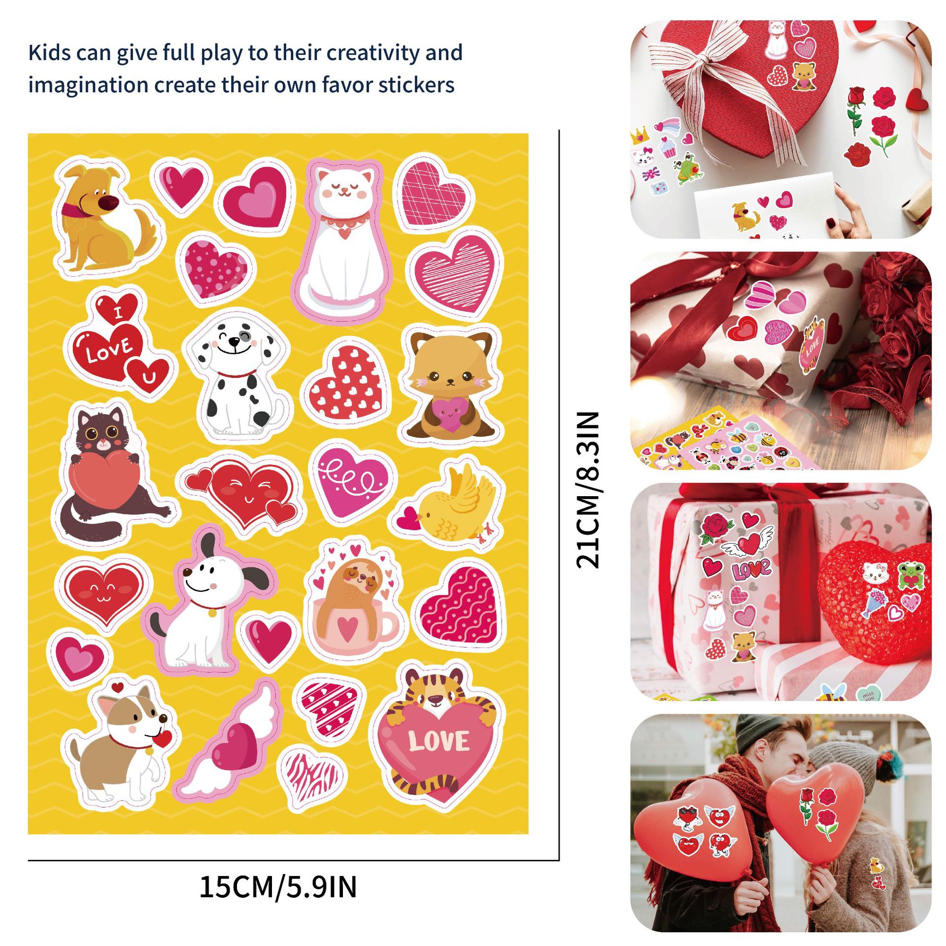 CM2311003 dibujos animados para niños lindo Día de San Valentín amor fresa rompecabezas interactivo entre padres e hijos DIY pegatinas