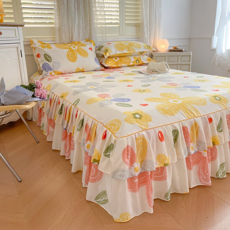 Transfronterizo Simmons cubierta de cama de tres piezas set sábanas de comercio exterior colchón cubierta protectora para cubrir la falda de cama de una sola pieza de falda cubierta de cama 2