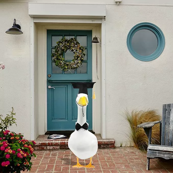 Крыльцо большой белый гусь выпускной костюм костюм большой белый гусь украшение черный академический набор галстуков