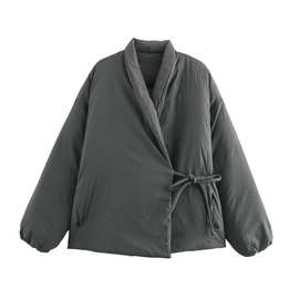 2024秋季ins女装宽松长袖双襟和服式棉服