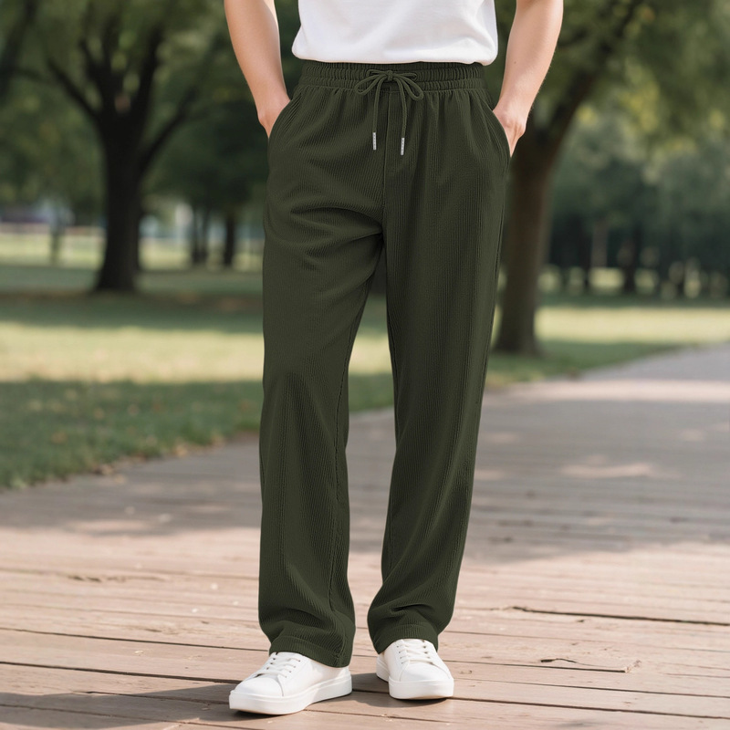 Amazon's New Cross-Border European and American High Street Casual Solid Color Corduroy Pants Men's American Sports Casual Pants