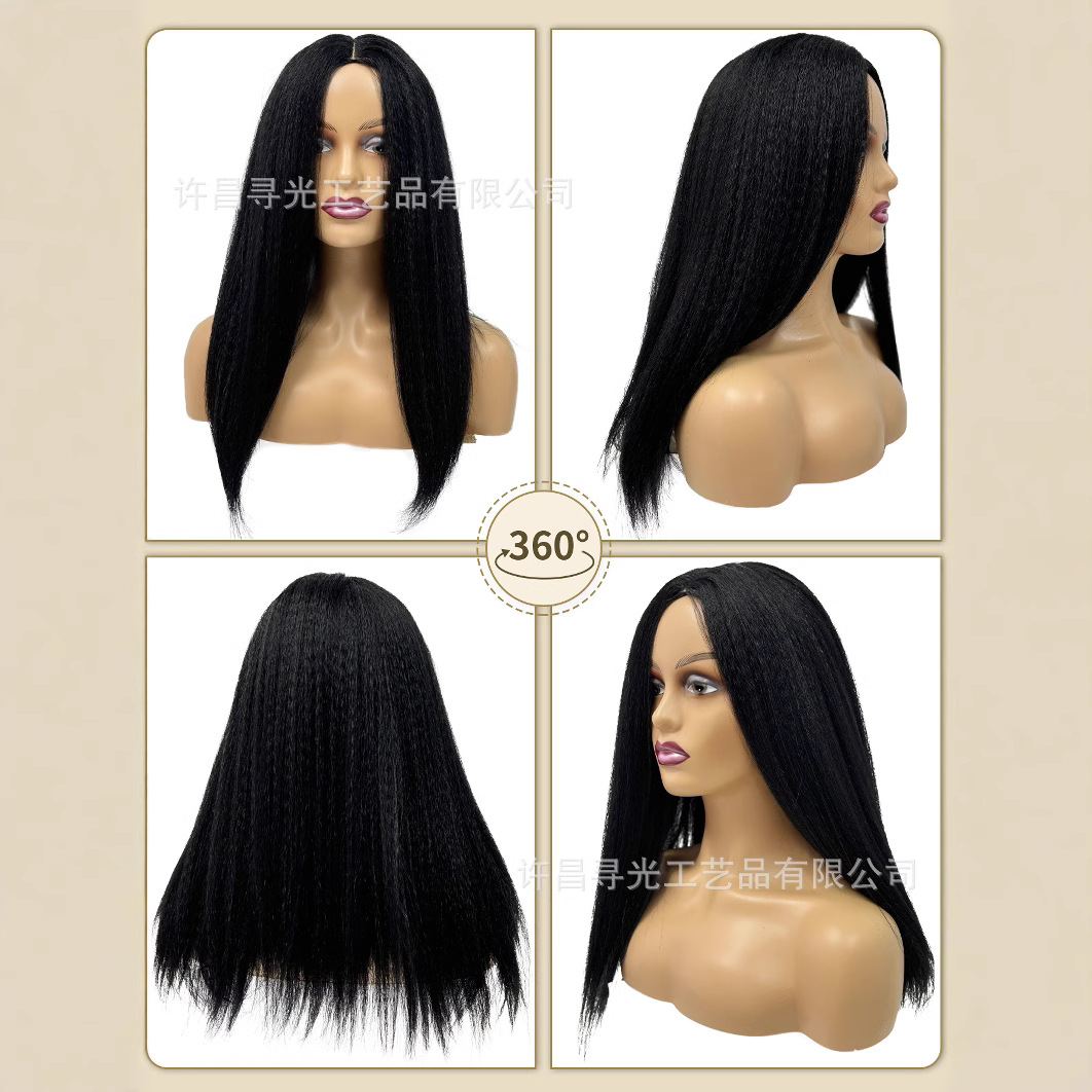 TEMUXIYIN venta caliente de pelucas de peloyaki, pelucas de pelo recto de 20 pulgadas, pelucas elásticas negras