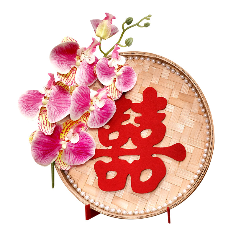 Decoración de escritorio de boda, diseño creativo de boda, decoración de bambú redonda, decoración de estilo chino.