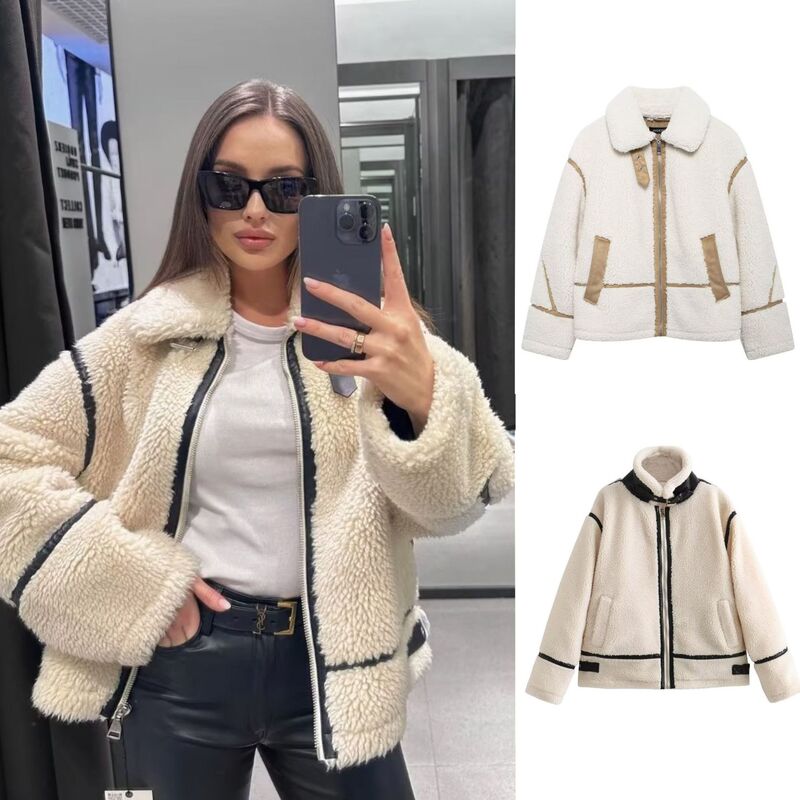 Za Aliexpress Hot-Selling Cross-Border Foreign Trade European and American Style Women's Shearling Jacket