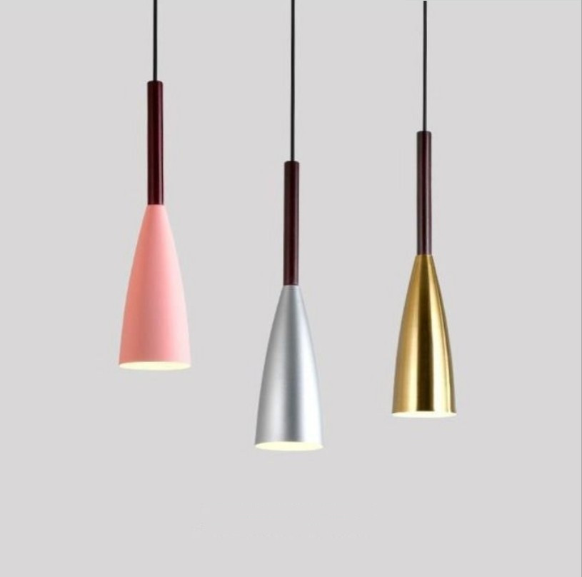 Nordic macaron estilo comedor araña de tres cabezas moderna personalidad simple hogar dormitorio mesita de noche barra larga araña