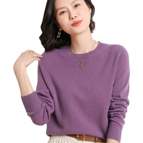  Spring and Autumn New Style Round Neck Sweater Knitwear Women's Long Sleeve Loose Style Slimming Bottoming Top