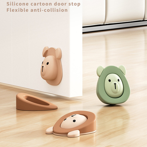 2024 New Bear Contrast Color Door Stop Children's Safety Anti-Pinch Door Stop Thickened Silicone Door Bottom Door Stopper Door Card