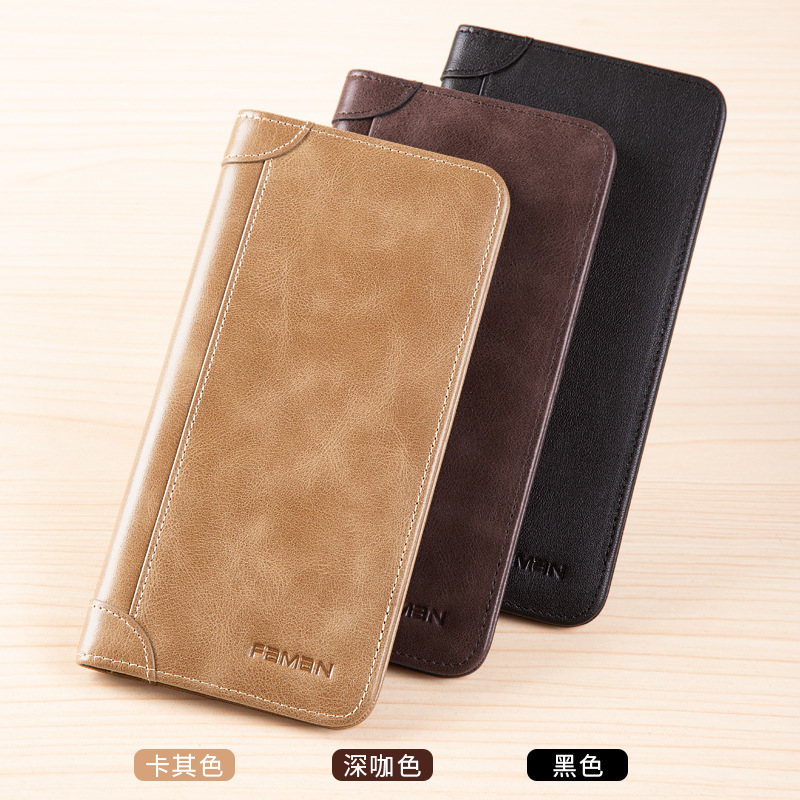 2022 nuevo tipo de cartera de cuero para hombres larga super delgada de gran capacidad de cuero suave cartera de tarjetas de moda en una cartera coreana