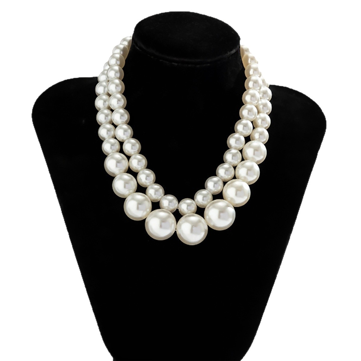Collier choker perles rétro multicouche élégant bijoux_voghion.com