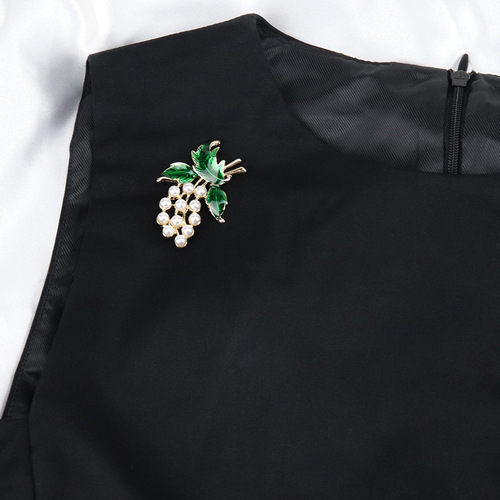 欧洲中古vintage饰品珍珠珐琅花朵植物葡萄胸针胸花服装配饰