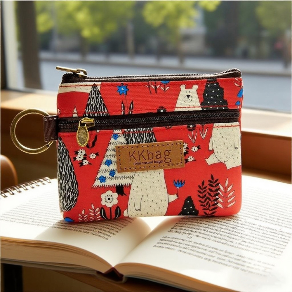 Coin Purse Forest Bear-Brilliant Red