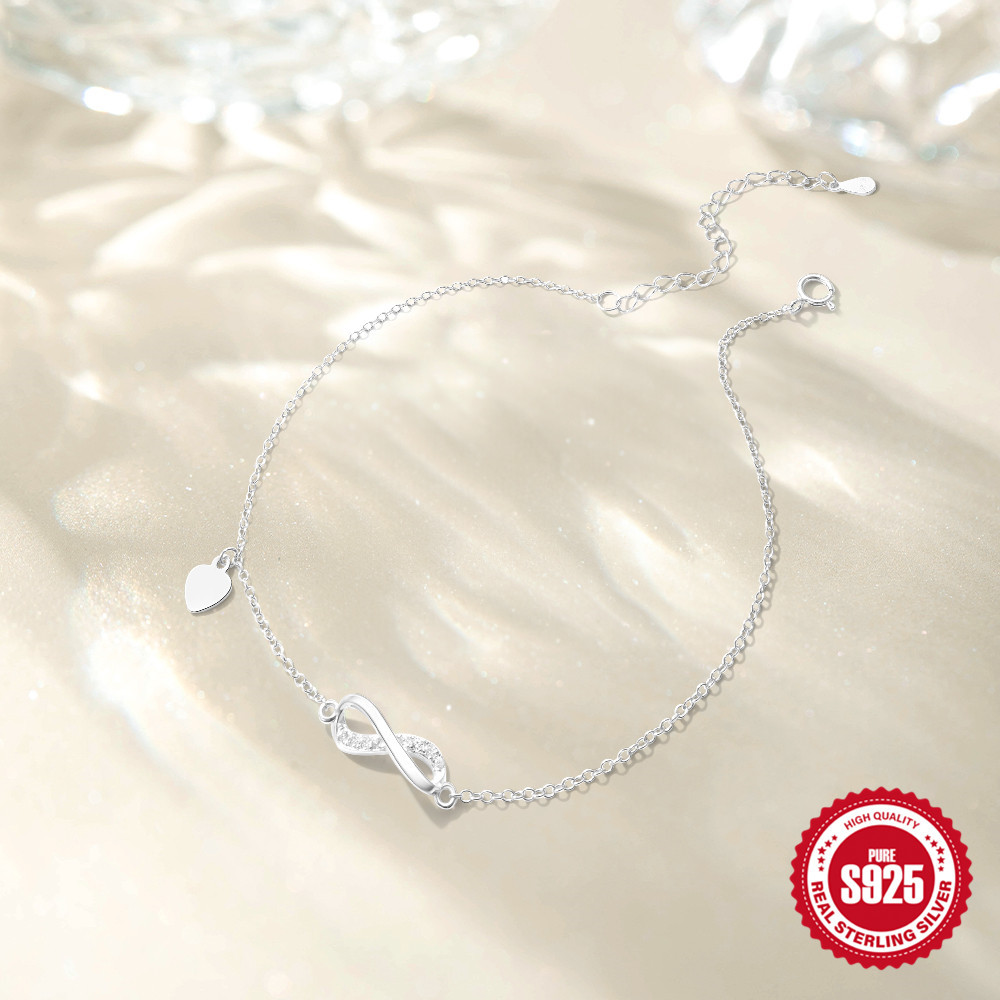 Moda europea y americana estilo de verano s925 plata de ley temperamento simple símbolo infinito con estrella colgante de todo fósforo tobillera