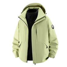 骆家户外青果绿冲锋衣三合一男女款防风防水登山服装进藏旅游外套