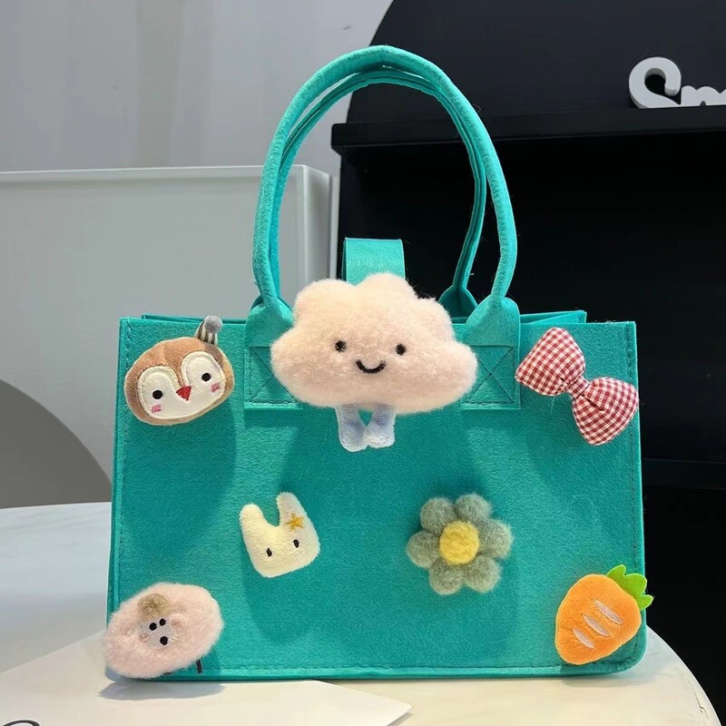 震え音伴手礼袋満月礼箱誕生日かわいいアニメフェルトハンドバッグ女性フェルトバッグ手提げ袋|undefined
