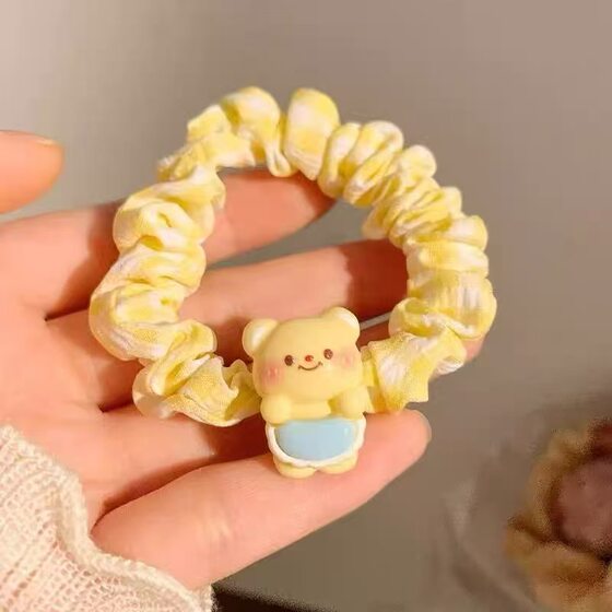 Cute cartoon bear hair ring female sweet childlike student head rope girl heart all-match small intestine ring does not hurt hair rubber band