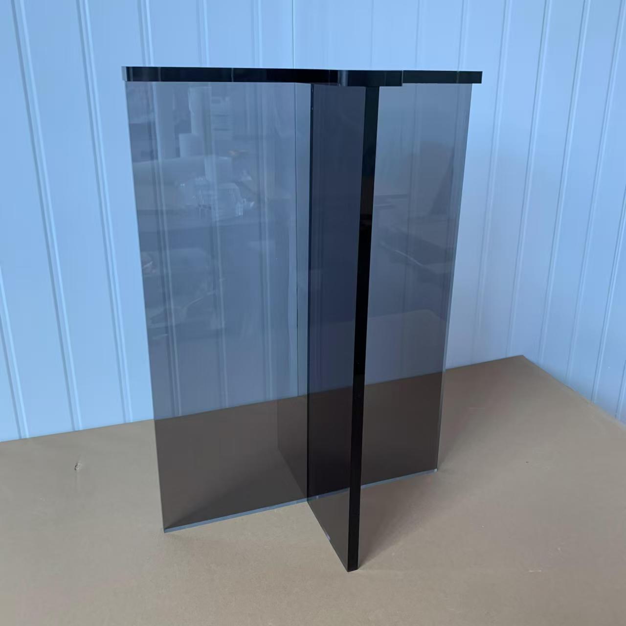 透明亚克力桌腿黑透色餐桌岛台茶几大板台吧台桌脚书桌支撑脚