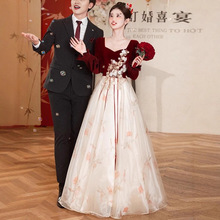 孕妇结婚裙女生日便装大码新娘敬酒服订婚订婚十八遮肚回门晚礼服