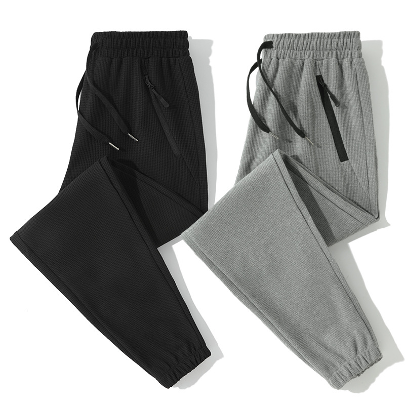 Autumn demi-season solid color men's trousers with zipper for…