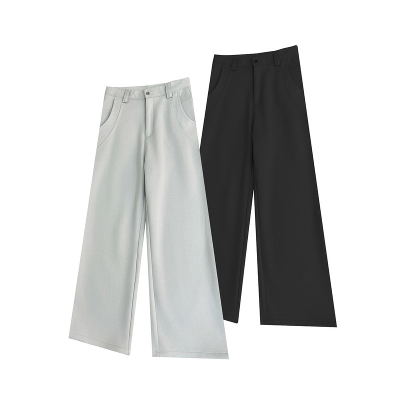The Straight-Leg A-Line Wide-Leg Twill Basic Versatile Casual Pants Are a Must-Have for Commuting in Winter