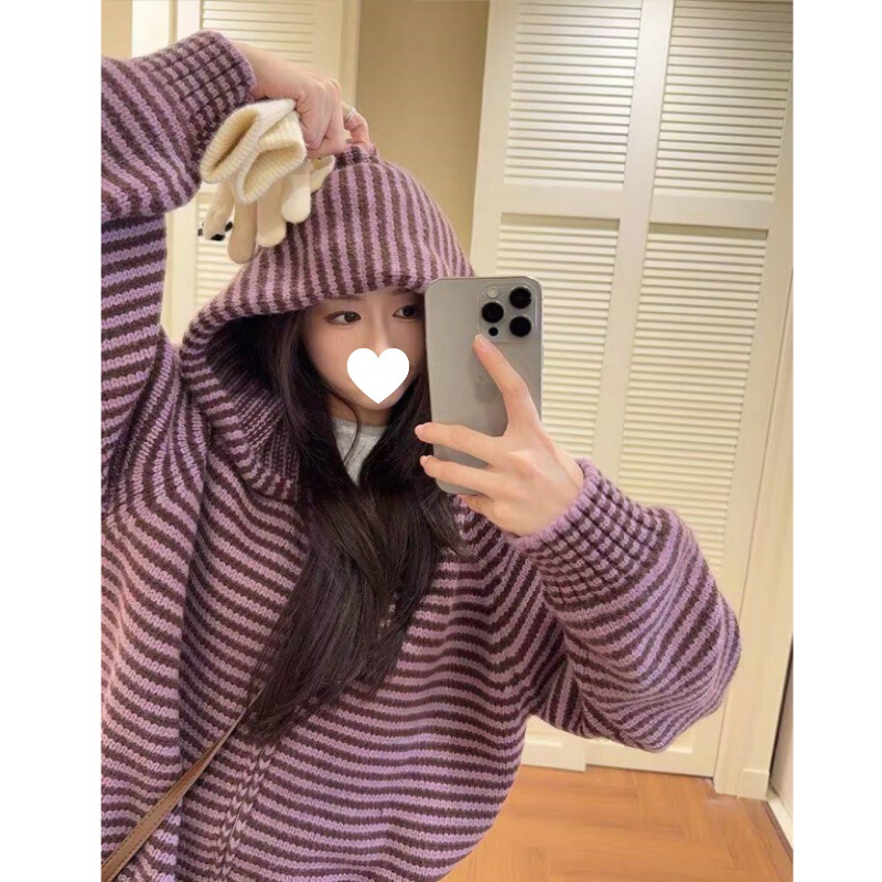 Classic Retro Striped Zipper Hoodie 2025 Korean Style Autumn and Winter New Loose Slim Long Sleeve Thick Top Cardigan Classic Retro Striped Zipper Hoodie 2025 Korean Style Autumn and Winter New Loose Slim Long Sleeve Thick Top Cardigan