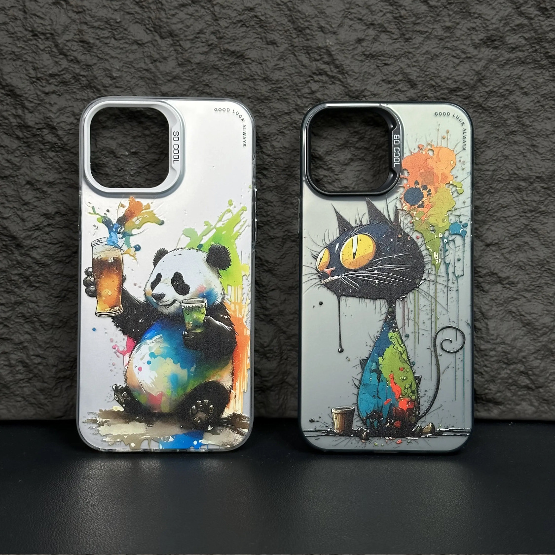 Ölgemälde Panda Schwein Apple 14/12/11/iPhone 15 Promax Internet Promi Persönlichkeit 14 Pro trendige Handyhülle_voghion.com