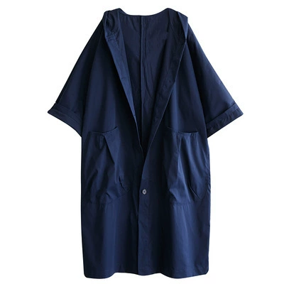 Длинный тренч женский oversize (с капюшоном) — дэмисезонная макси-куртка для отдыха, большой размер
