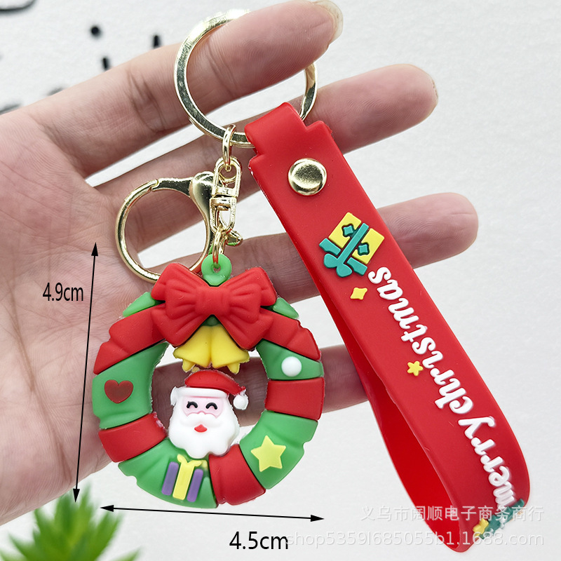 跨境圣诞钥匙扣软胶公仔挂件圣诞礼品配件立体公仔圣诞老人小挂件|undefined