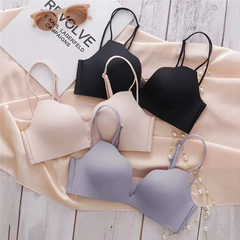 Summer sexy glossy set, supporting wireless bra, underwear