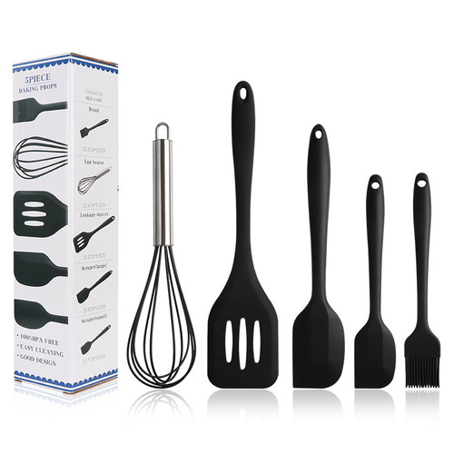 Silicone spatula, scraper, brush, whisk, 5-piece silicone kitchenware set, kitchen tool set, cooking utensils