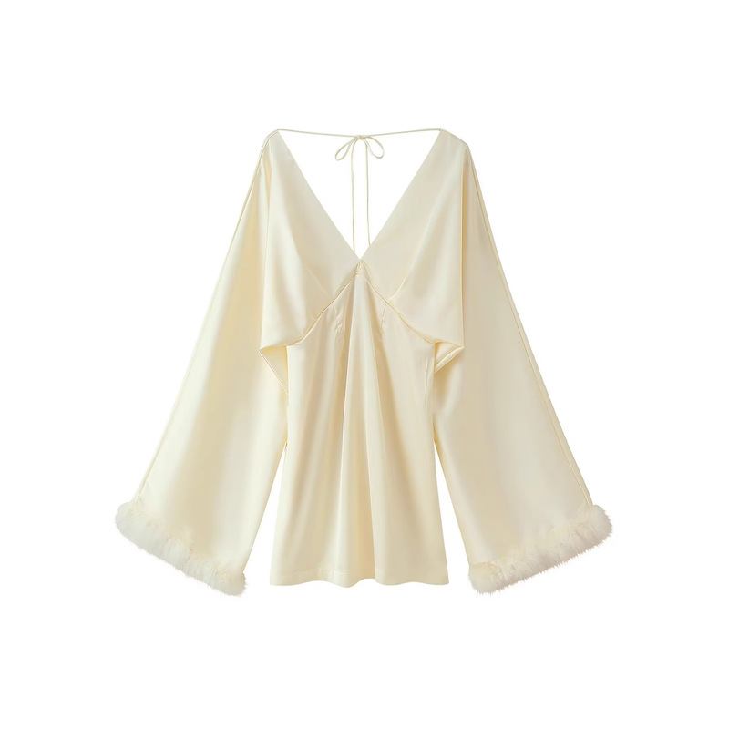 2025 Cross-Border Foreign Trade Wholesale Summer New European and American Style Three-Dimensional Flower Ribbon Decorated Long Collar Dress