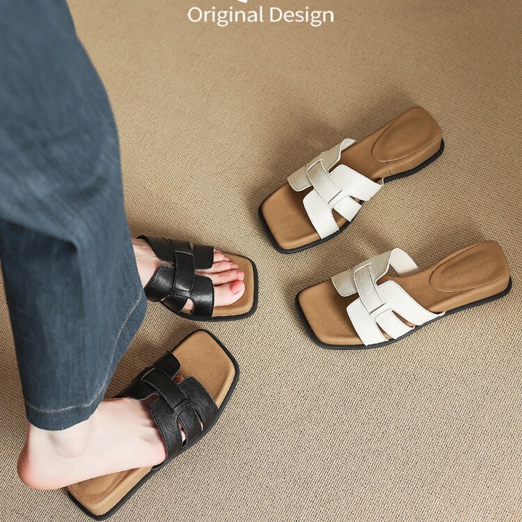 Cowhide Version~Slippers with a Stepping-On-Clouds Feel for Women, Summer Outdoor Wear, 2026 New Model, Versatile and High-End Beach Shoes, Women's Sandals