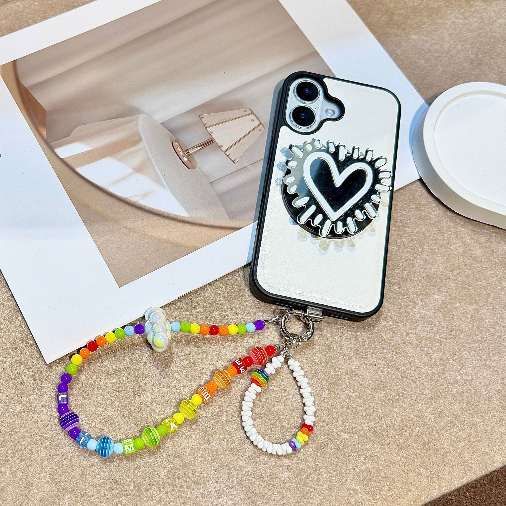 Marca de moda original Rainbow Cadena de teléfono móvil Cadena de teléfono móvil Caja de teléfono móvil Cordón de bolso Colgante de muñeca Estilo ins