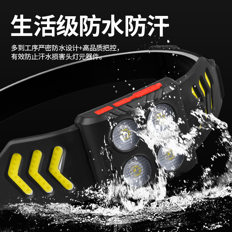 Lámpara de pesca nocturna especial pescar luz fuerte carga de luz de inducción montada en la cabeza super larga duración LED iluminación para correr por la noche