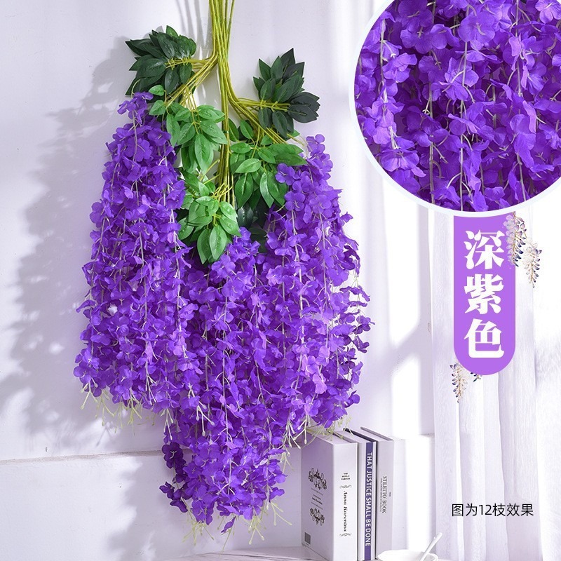 模擬藤の花ショッピングモールパーティー花結婚式の天井造園豆の花の壁家の装飾花びら造花ストリング|undefined