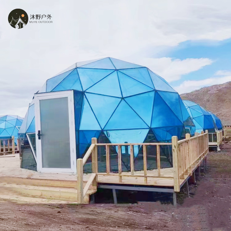 Muye al aire libre grande camping vidrio cielo estrellado tienda camping alojamiento transparente esférica tienda de cielo estrellado habitación campamento