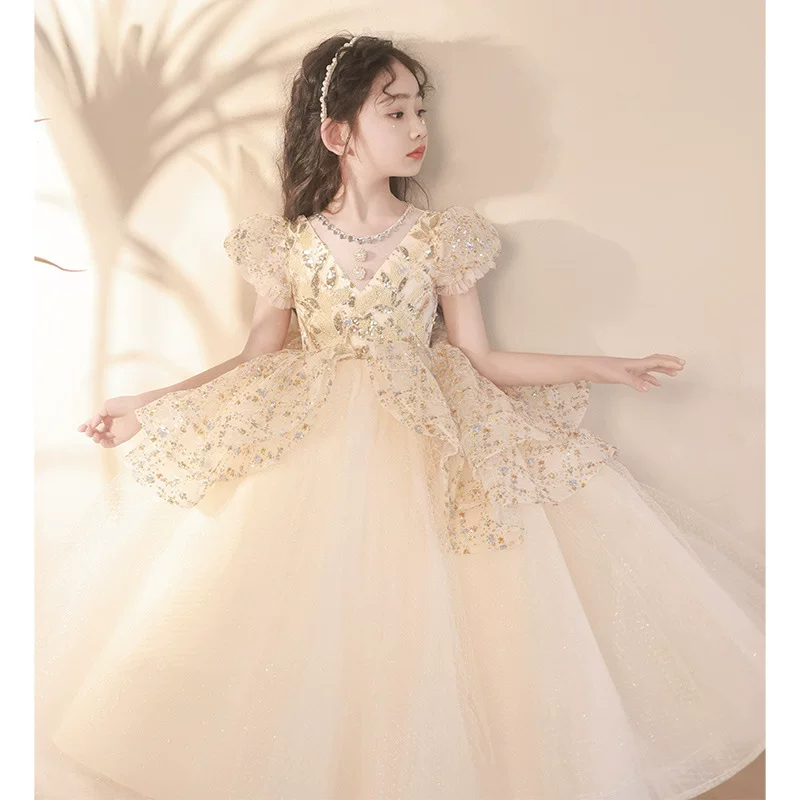 Детское платье-фея, маленькая принцесса костюм, свадебное платье, костюм для выступления на фортепиано, подарок на день рождения