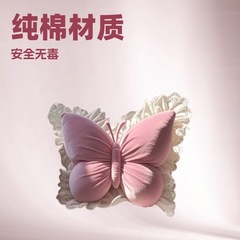 新款公主ins蝴蝶办公室靠枕卧室蕾丝车载沙发靠垫床上家居特大号