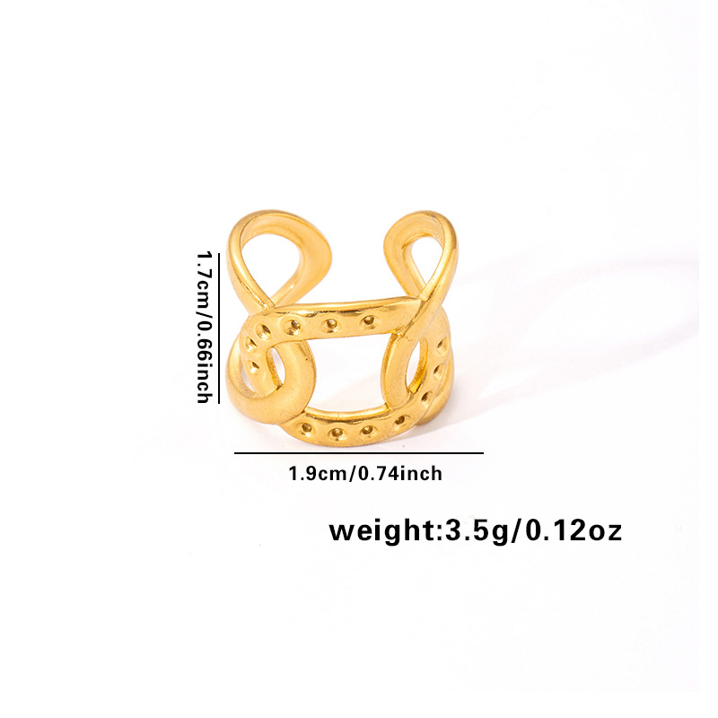 10g Weight Electroplated Gold Plating Process Golden Plated Plating Material Stone-Free Inlay Material Open Rings, Rings Classification 1 Piece Quantity Holiday, Daily Occasion 201 Stainless Steel Material Leaf, Heart Shape Pattern Women's Gender Lady Style Plating Craft Wholesale Jewelry Lady Leaf Heart Shape Floral Titanium Steel Plating Open Rings 26
