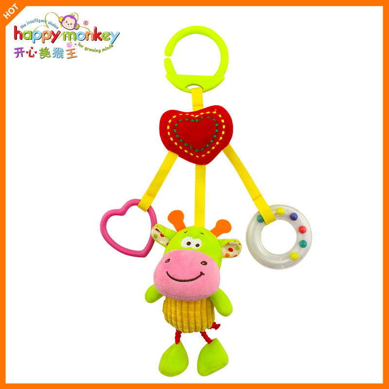 Juguete colgante Happy Monkey para cuna, de 0 a 1 año, para colgar en la cama o el coche, peluche para recién nacido, tipo campana colgante para cama