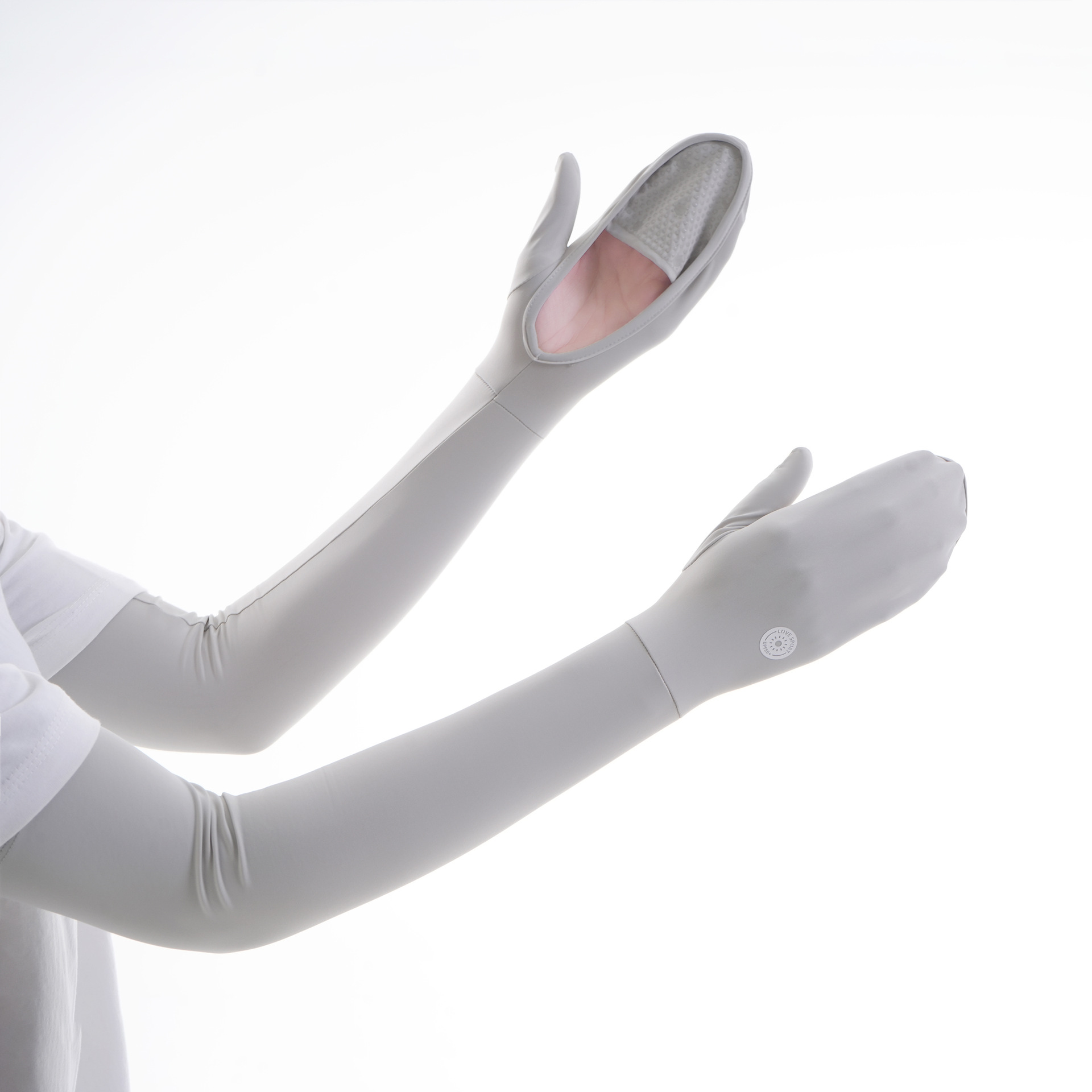 Protector solar mangas de hielo largas para mujer, seda de hielo de verano, protección UV, protección solar, protección solar, conducción, protector de manos, mangas de palma expuestas