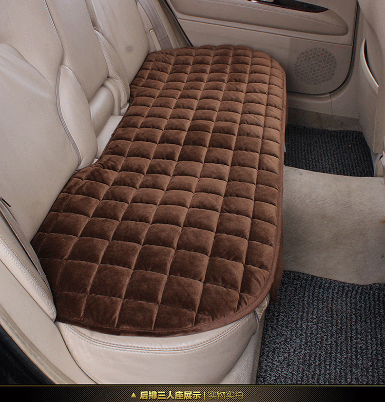 Car seat cushion winter short plush non-slip three-piece set, rear single-piece small three-piece checkered plush car seat pad