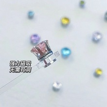 New fashionable alloy earrings, super sparkly magnetic earring clip-on style, sweet and cool, suitable for those without pierced ears, perfect for Instagram.