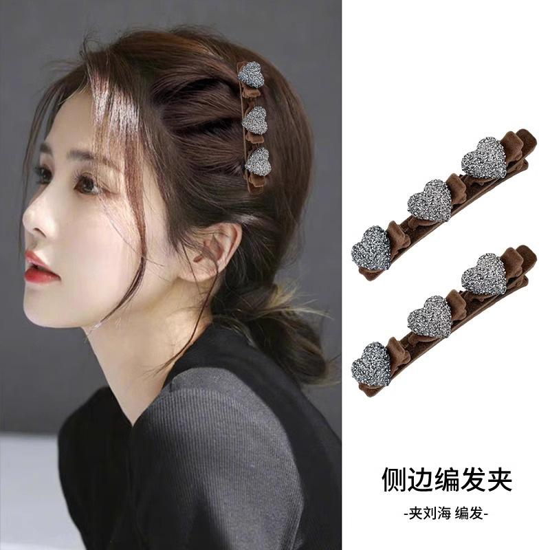 Pequeño viento de perla trenzada clip de cabello de cabello de red femenina clip de cabello rojo lateral clip de artefacto de cabello de cabeza frente clip de frisa