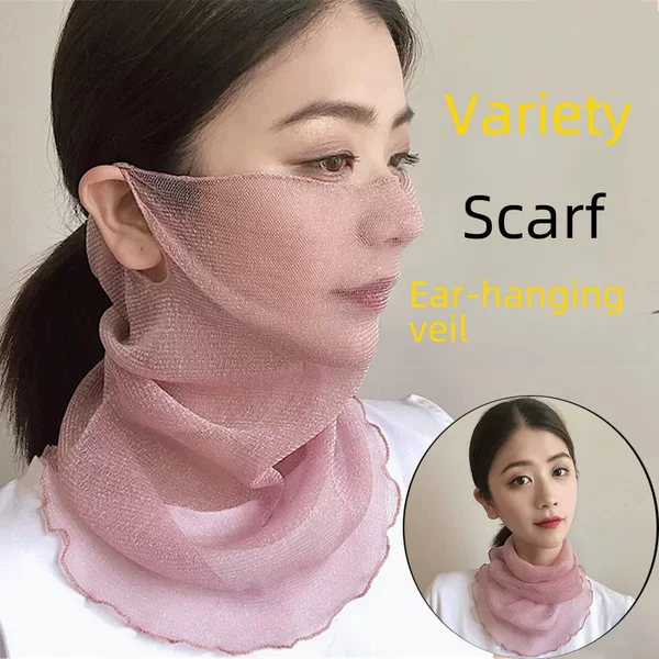 Varied Magic Scarf Women's Turtleneck Scarf Women's Small Scarf Summer Sun Mask Ear-hanging Scarf Solid Color Mask