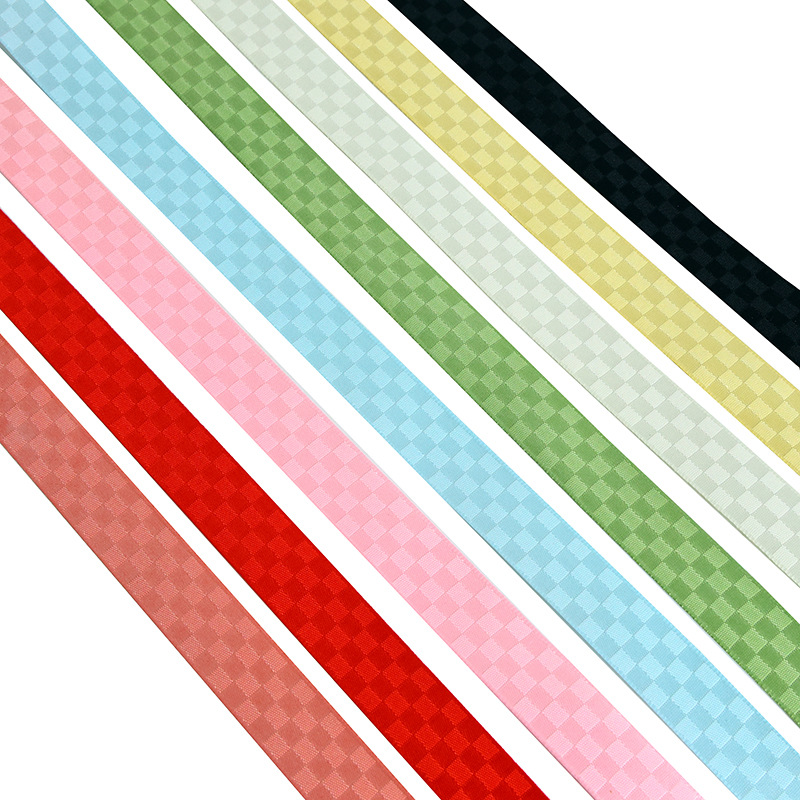 Cinta a cuadros con cinta a cuadros, caja de regalo de flores, embalaje, cinta de tela, lazo, cinta de bricolaje hecha a mano, personalización transfronteriza