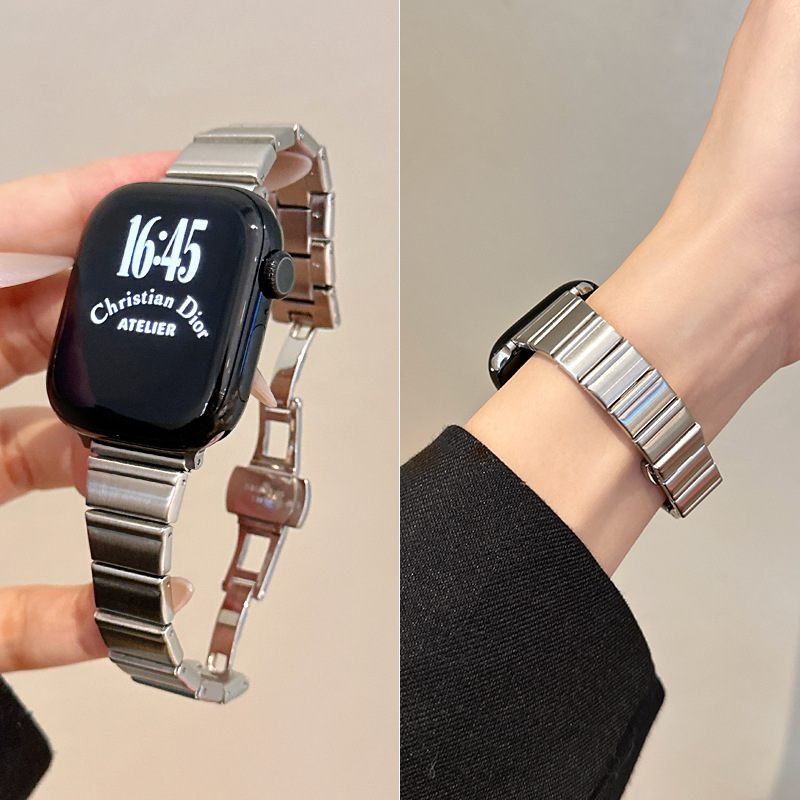 Suitable for Apple Watch Strap Iwatchs11 Metal Women's Applewatch10 Small Waist New Breathable 9