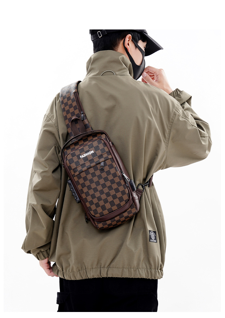 Men's chest bag, crossbody bag, anti-theft password lock, single-shoulder backpack, best-selling water-resistant storage bag, outdoor chest bag undefined