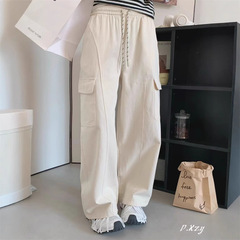 011 女士2025秋季新款卫裤高级感时尚口袋工装长裤女运动休闲裤潮